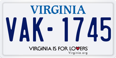 VA license plate VAK1745