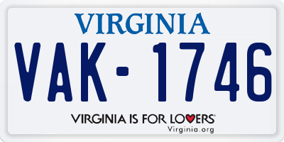 VA license plate VAK1746