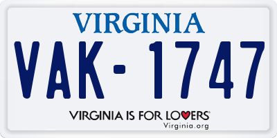 VA license plate VAK1747