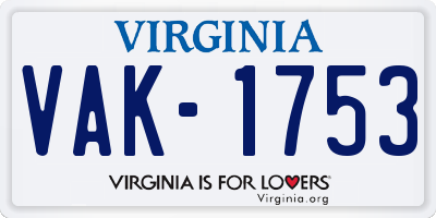 VA license plate VAK1753