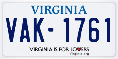 VA license plate VAK1761