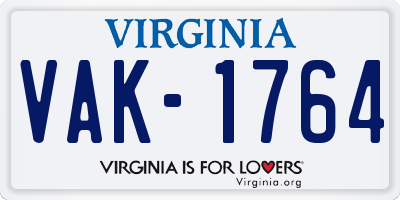 VA license plate VAK1764