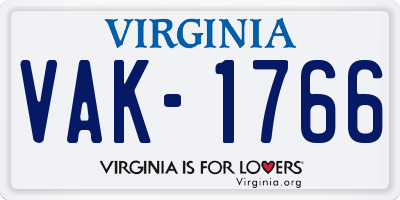 VA license plate VAK1766