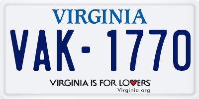 VA license plate VAK1770