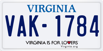 VA license plate VAK1784
