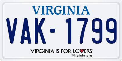 VA license plate VAK1799