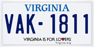 VA license plate VAK1811