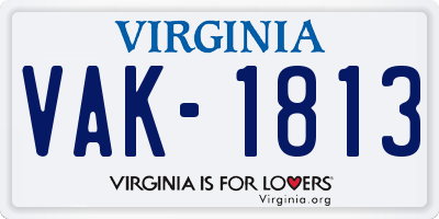 VA license plate VAK1813