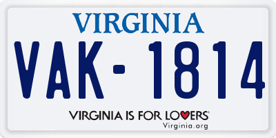 VA license plate VAK1814