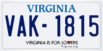 VA license plate VAK1815
