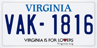 VA license plate VAK1816