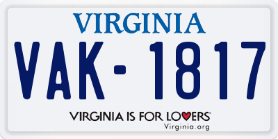 VA license plate VAK1817