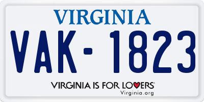 VA license plate VAK1823