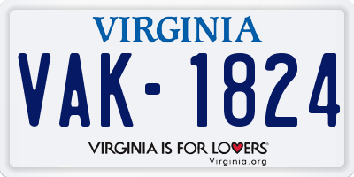 VA license plate VAK1824