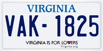 VA license plate VAK1825