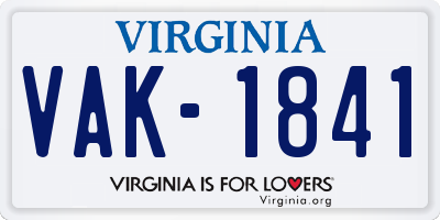 VA license plate VAK1841