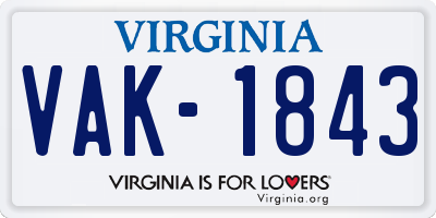VA license plate VAK1843