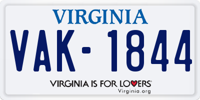 VA license plate VAK1844