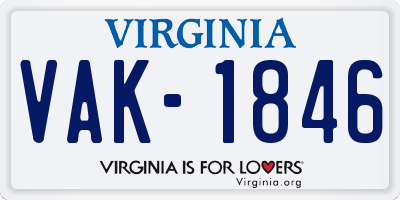 VA license plate VAK1846