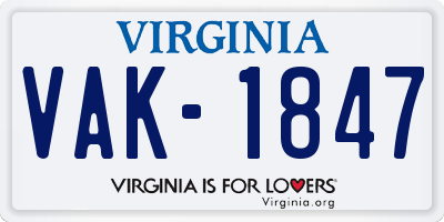VA license plate VAK1847