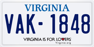 VA license plate VAK1848