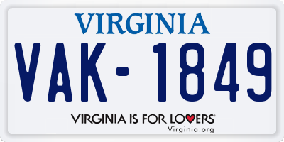 VA license plate VAK1849