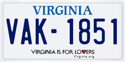 VA license plate VAK1851