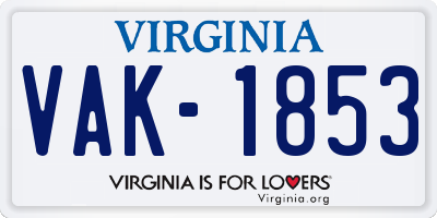 VA license plate VAK1853