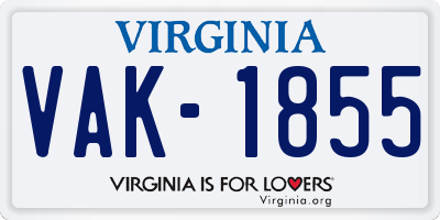 VA license plate VAK1855