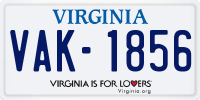 VA license plate VAK1856