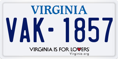 VA license plate VAK1857