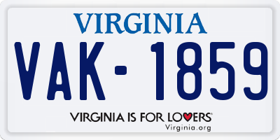 VA license plate VAK1859