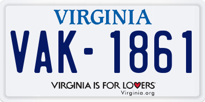VA license plate VAK1861