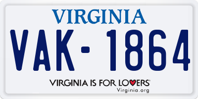 VA license plate VAK1864