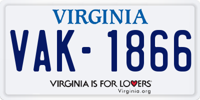 VA license plate VAK1866