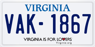 VA license plate VAK1867