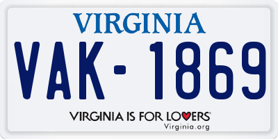 VA license plate VAK1869
