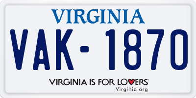 VA license plate VAK1870