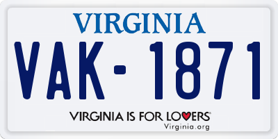 VA license plate VAK1871