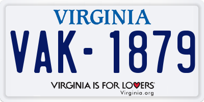 VA license plate VAK1879