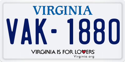 VA license plate VAK1880