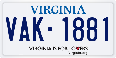 VA license plate VAK1881