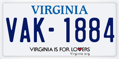 VA license plate VAK1884