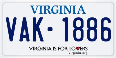 VA license plate VAK1886