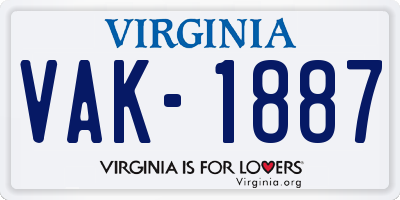 VA license plate VAK1887