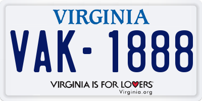 VA license plate VAK1888