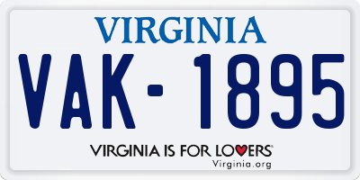 VA license plate VAK1895