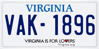 VA license plate VAK1896