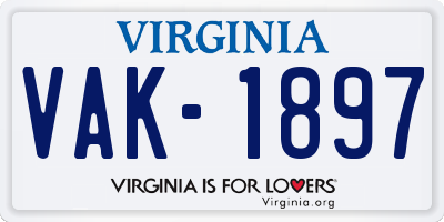 VA license plate VAK1897