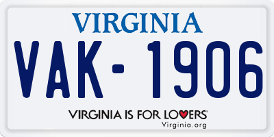 VA license plate VAK1906